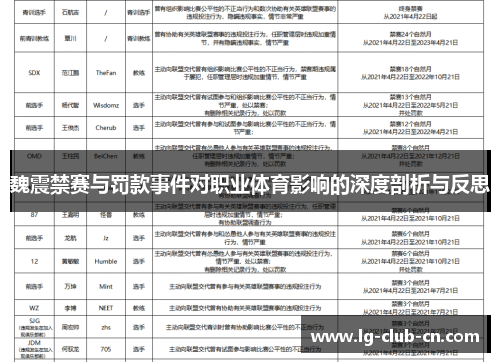魏震禁赛与罚款事件对职业体育影响的深度剖析与反思